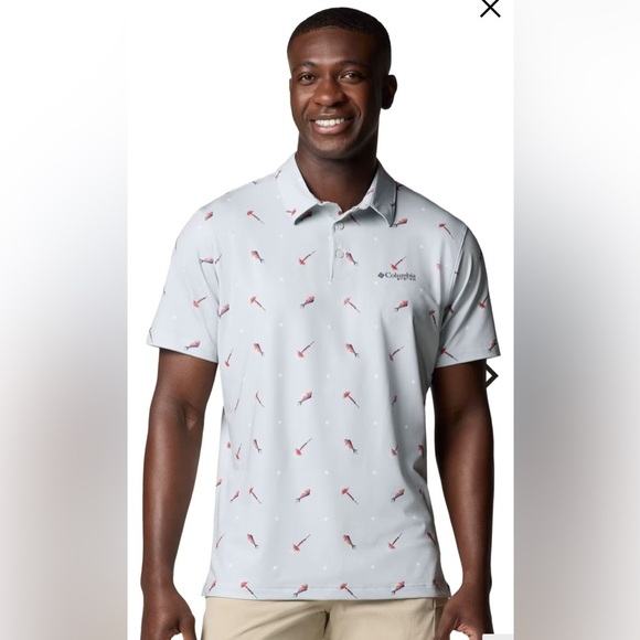 Columbia Men’s Super Slack Tide II Short-Sleeve Polo Cool Grey Starcast L NWT - Picture 1 of 12